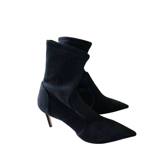Stuart Weitzman Boots Size 7 Power Bootie Suede Leather Pointed Toe in Black NEW - Picture 3 of 8